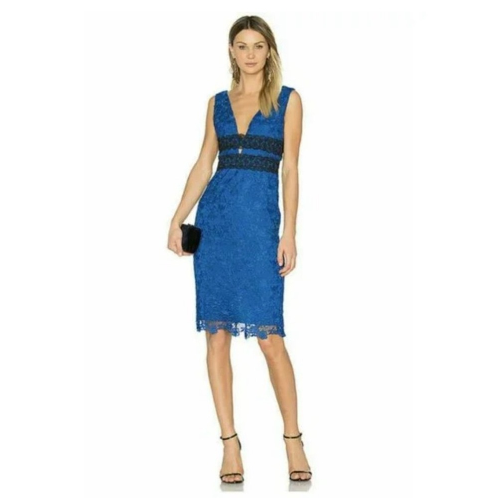 Diane Von Furstenberg Blue Black Viera Lace Dress